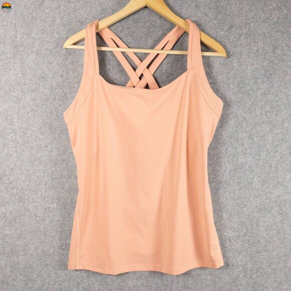 Lucy Racerback Tank Top Pink Peach Gymwear Athletic Built-In Bra yoga Women's XL - Picture 1 of 11